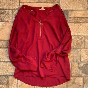 Red Candie’s Blouse with Cut-Out Design on Shoulders